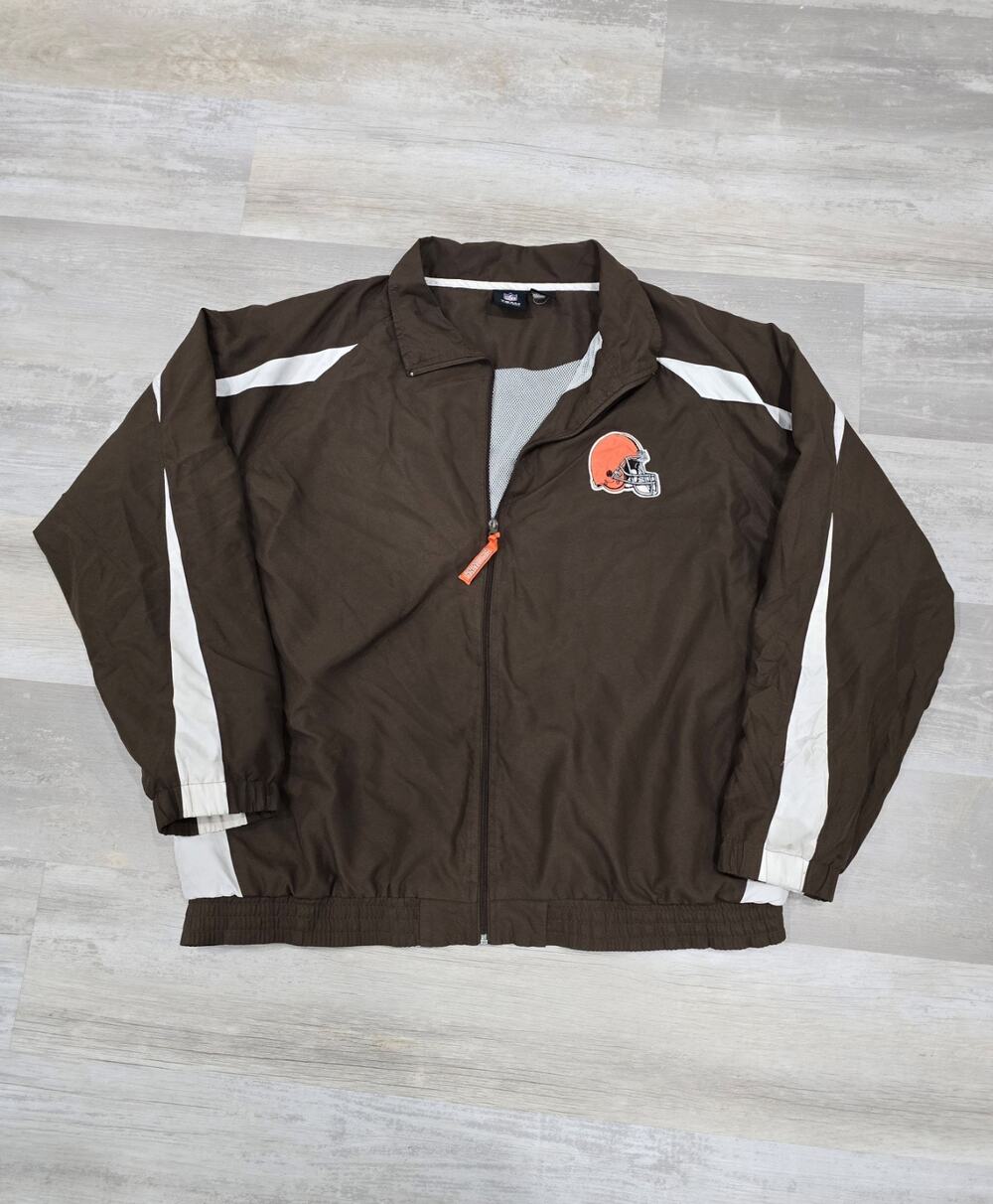 Vintage Cleveland Browns Windbreaker Jacket Mens 2X NFL Team Apparel Brown